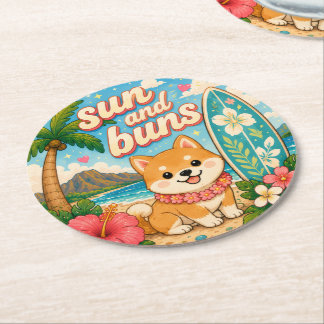 söt kawaii hawaii underlägg papper rund