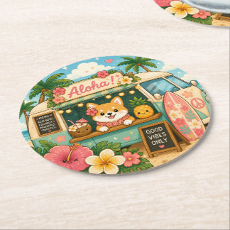 söt kawaii hawaii underlägg papper rund