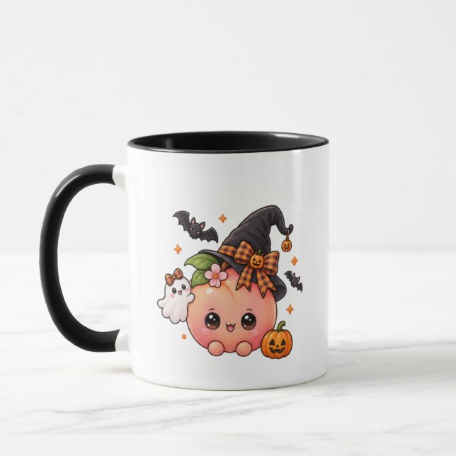 Söt Kawaii Häxa Pumpa Halloween Mugg (Vänster)