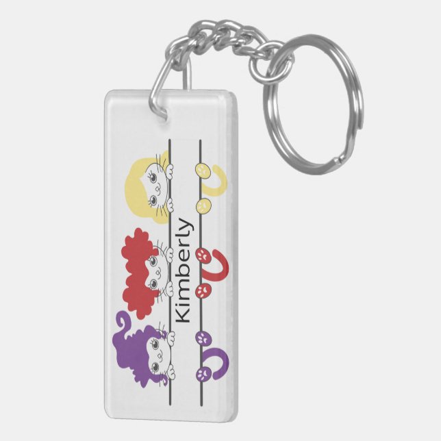Söt Kawaii Häxsyskon Katters Namn Monogram (Höger Baksida)
