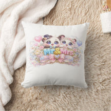 Söt Kawaii Herr och Fru Panda Par Pastell Rosa Vi