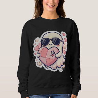 Söt Kawaii Hjärttecken Hoodie med Solglasögon T Shirt