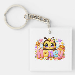 Söt Kawaii Honey Bee Namn Pastell Rosa Glittrande 