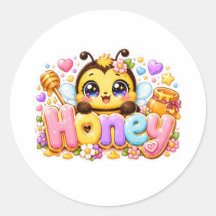 Söt Kawaii Honey Bee Namn Pastell Rosa Glittrande
