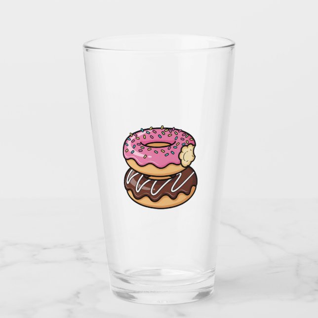 Söt Kawaii Illustration av staplade munkar Glaskopp (Framsida)