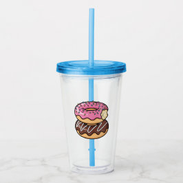 Söt Kawaii Illustration av Staplade Munkar Take Away Mugg
