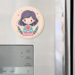 Söt Kawaii-illustration med texten "Var snäll" Magnet
