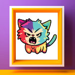 Söt Kawaii Ilsken Katt - Pop Art Väsande Kitty Fototryck<br><div class="desc">Denna slående digitala illustration visar en kawaii-inspirerad chibi-katt som perfekt fångar den "läskigt söta" eller guro-kawaii-estetiken. Konstverket visar en liten kattliknande varelse med ett överdimensionerat huvud och en liten, rund kropp, utförd i en djärv vektorgrafikstil. Dess uttryck är en komisk ilska, kännetecknad av smala, hotfulla ögon, rynkad panna och en...</div>