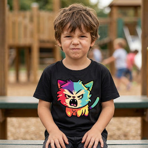 Söt Kawaii Ilsken Katt - Pop Art Väsande Kitty T Shirt