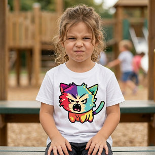 Söt Kawaii Ilsken Katt - Pop Art Väsande Kitty T Shirt