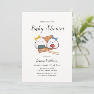 Söt Kawaii Japansk Båge Onigiri Baby Shower Inbjudningar
