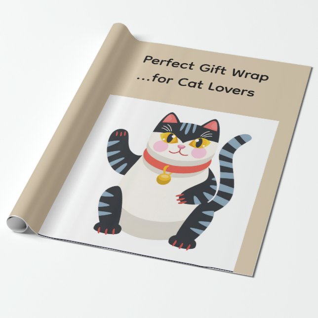 Söt Kawaii Japansk Estetisk Katt Inpackningspapper Presentpapper (Utrullad)