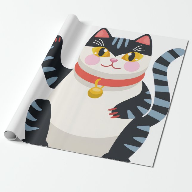 Söt Kawaii Japansk Estetisk Katt Inpackningspapper Presentpapper (Utrullad)