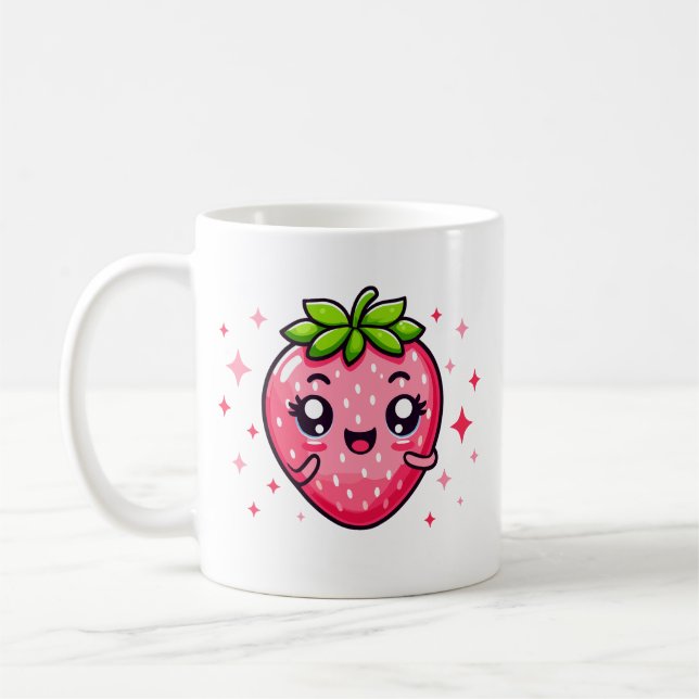 Söt Kawaii Jordgubbe Kaffemugg (Vänster)