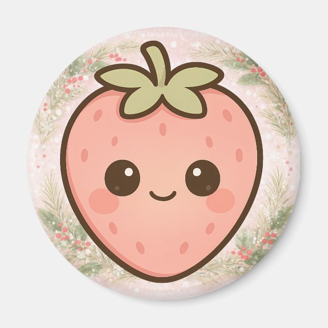 Söt Kawaii Jordgubbmagnet Magnet (Framsidan)