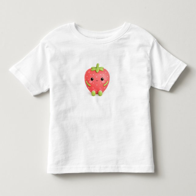 Söt Kawaii Jordgubbs T-Shirt för Småbarn  (Framsida)