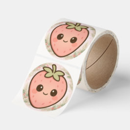 Söt Kawaii Jordgubbsdekalrulle Runt Klistermärke
