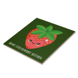 Söt Kawaii-jordgubbskökkök Kakelplatta