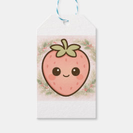 Söt Kawaii Jordgubbspresenttagg Presentetikett