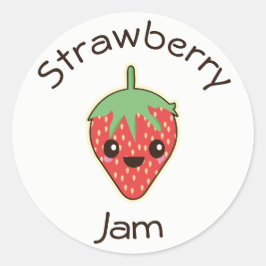 Söt Kawaii Jordgubbssyltburk Etikett