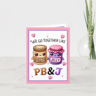 Söt Kawaii Jordnötssmör och Gelé Tack Kort