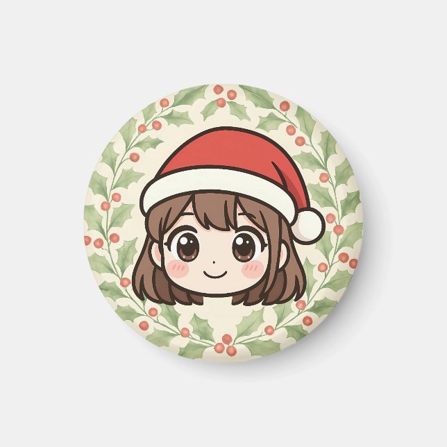 Söt Kawaii Jul Anime Tjej Magnet (Framsidan)
