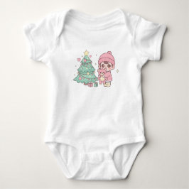 Söt Kawaii Jul Bebis & Teddybjörn Babyhopp T Shirt