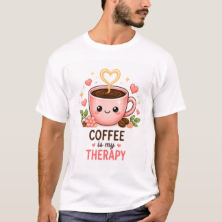 Söt Kawaii Kaffe är min terapi T-Shirt