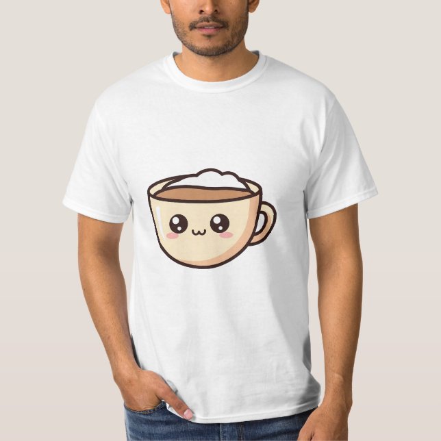 Söt Kawaii Kaffe kopp Födelsedagsmugg T Shirt (Framsida)