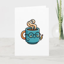 Söt Kawaii-kaffekopp som använder läsglasögon deka