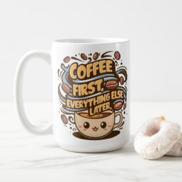 Söt Kawaii Kaffemug – ”Kaffet först, allt annat Kaffemugg