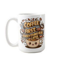 Söt Kawaii Kaffemug – ”Kaffet först, allt annat