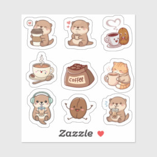Söt Kawaii Kaffeutter Klistermärkesark Klistermärken