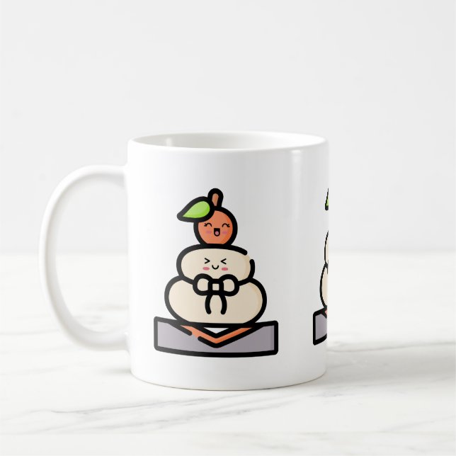 Söt Kawaii Kagami Mochi Kaffemugg (Vänster)