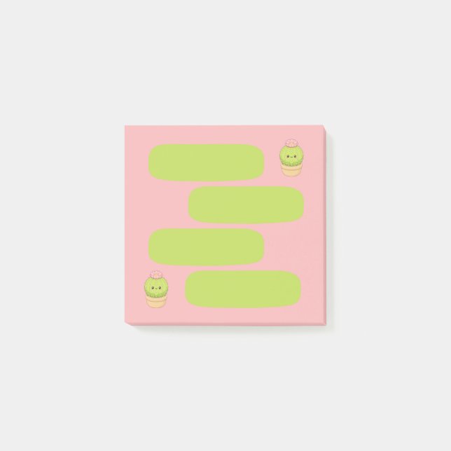 Söt Kawaii Kaktus Rosa 3x3 Talarbubbla Post-it  Block (Framsida)
