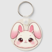 Söt Kawaii Kanin Ansikts Nyckelring