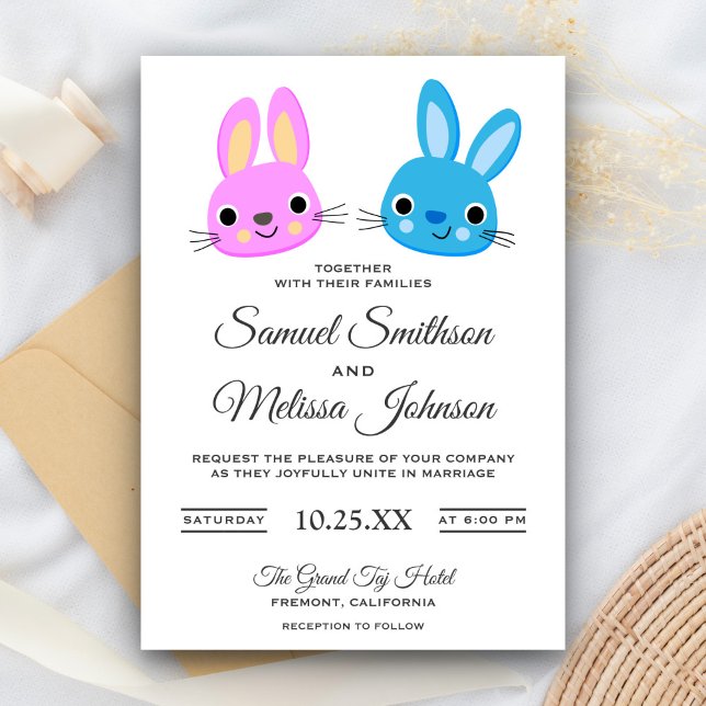 Söt Kawaii Kanin Bröllopsinbjudan Inbjudningar (Skapare uppladdad)