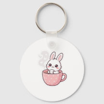 : Söt Kawaii Kanin i tekopp knapp.