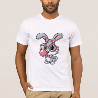 Söt Kawaii Kanin med Glasögon T Shirt