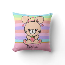 Söt Kawaii Kanin Pastell Randig