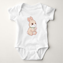 Söt Kawaii Kanin & Sakura Blomma Baby Bodysuit
