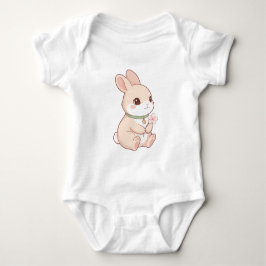Söt Kawaii Kanin & Sakura Blomma Baby Bodysuit T Shirt