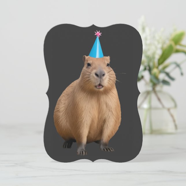 Söt Kawaii Kapybara Estetisk Illustration Inbjudningar (Stående Fram)