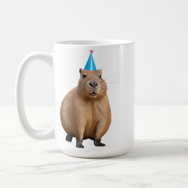 Söt Kawaii Kapybara Estetisk Illustration Kaffemugg (Vänster)