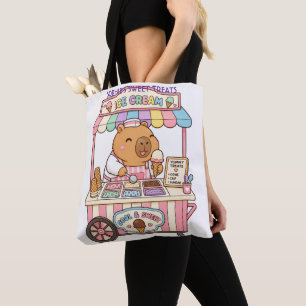 Söt Kawaii Kapybara Pastell Glasskiosk Anpassad Tygkasse