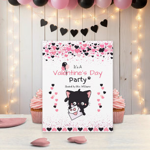 Söt Kawaii Katt Alla Hjärtans Dag Personlig Barn Inbjudningar