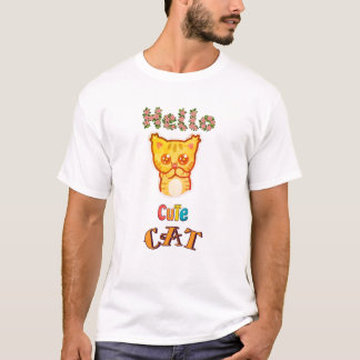 Söt Kawaii Katt Ansikte Grafisk T-Shirt
