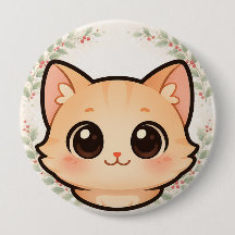 Söt Kawaii Katt Ansikte Knapp