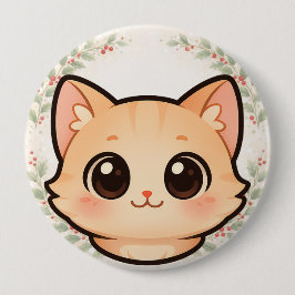 Söt Kawaii Katt Ansikte Knapp