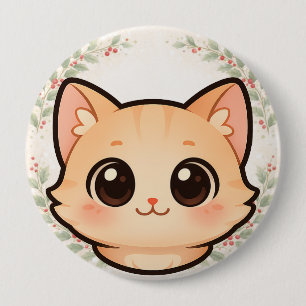 Söt Kawaii Katt Ansikte Knapp